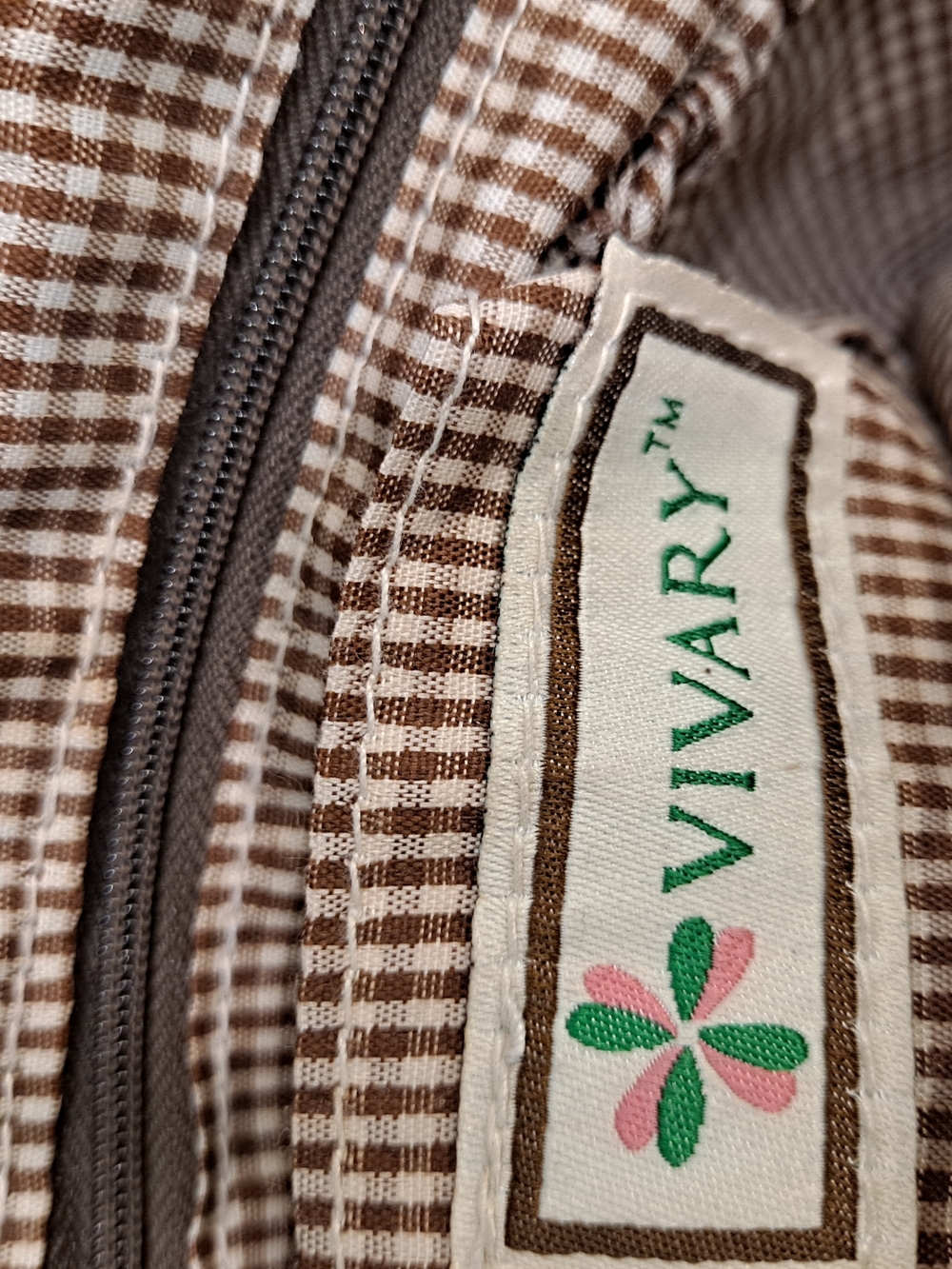 Vivary Vintage Cream Brown Toile De Jouy Tote Satchel Polka-Dot Bow Canvas Bag - Picture 12 of 14